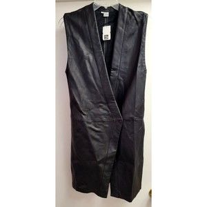 Saks Fifth Ave Oak Leather Judogi Vest Jacket Black Size XS New w/tag 16.5x39